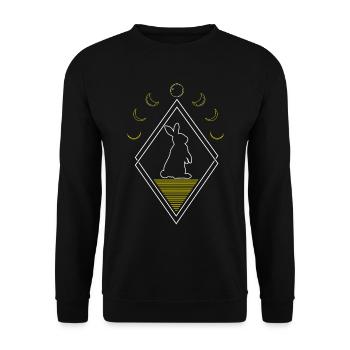 Bunny Rabbit Abstract Moon Phases - Unisex Sweatshirt - black - Front - Alina (178cm) & Michal (187cm)