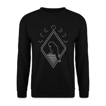 Papagei Moon Phases - Unisex Pullover - Schwarz - Vorne - Alina (178cm) & Michal (187cm)