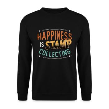 Stamp Collector Happiness Is Stamp Collection - Unisex Sweatshirt - black - Front - Alina (178cm) & Michal (187cm)
