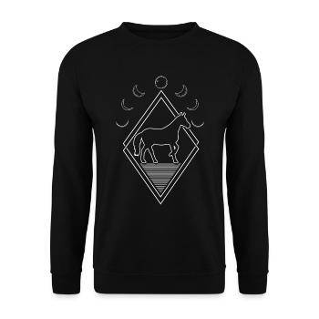 Pferd Reitsport Moon Phases - Unisex Pullover - Schwarz - Vorne - Alina (178cm) & Michal (187cm)
