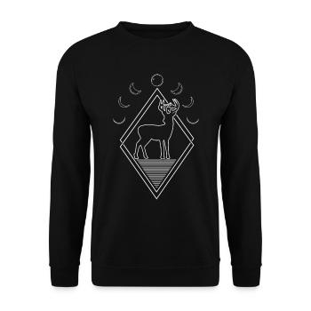 Deer Moon Phases - Unisex Sweatshirt - black - Front - Alina (178cm) & Michal (187cm)
