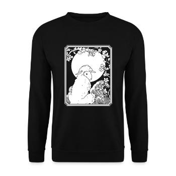 Schaf Japan Cherry Blossom Moon - Unisex Pullover - Schwarz - Vorne - Alina (178cm) & Michal (187cm)