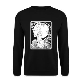 Bunny Rabbit Japan Cherry Blossom Moon - Unisex Sweatshirt - black - Front - Alina (178cm) & Michal (187cm)