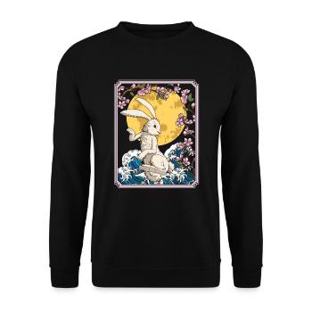 Bunny Rabbit Japan Cherry Blossom Moon - Unisex Sweatshirt - black - Front - Alina (178cm) & Michal (187cm)