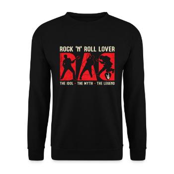 Rock 'N' Roll Lover Dad The Idol 80s Music Lover - Unisex Sweatshirt - black - Front - Alina (178cm) & Michal (187cm)
