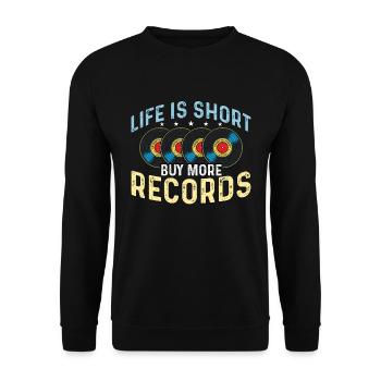 La vie des disques vinyles est courte Acheter plus de lecteur vinyle - Sweat-shirt Unisexe - noir - Devant - Alina (178cm) & Michal (187cm)