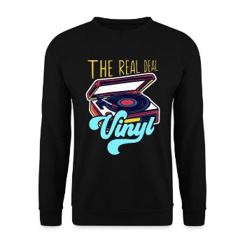 Disques vinyles La vraie affaire Vinyle Musique rétro - Sweat-shirt Unisexe - noir - Devant - Alina (178cm) & Michal (187cm)