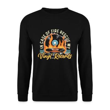 Disques vinyles en cas d’incendie Rescue Musique rétro - Sweat-shirt Unisexe - noir - Devant - Alina (178cm) & Michal (187cm)
