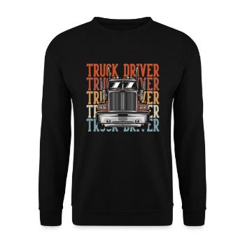 Lkw Fahrer Trucker Lastwagenfahrer - Unisex Pullover - Schwarz - Vorne - Alina (178cm) & Michal (187cm)