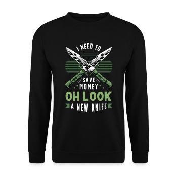 Blade Forging I Need To Save Money Blade Crafter - Unisex Pullover - Schwarz - Vorne - Alina (178cm) & Michal (187cm)