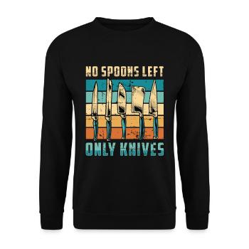 Blade Forging No Spoons Left Knife Making Retro - Unisex Sweatshirt - black - Front - Alina (178cm) & Michal (187cm)