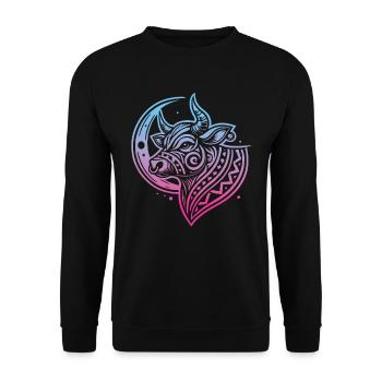 Cow Farmer Livestock Tribal Moon Phases - Unisex Sweatshirt - black - Front - Alina (178cm) & Michal (187cm)