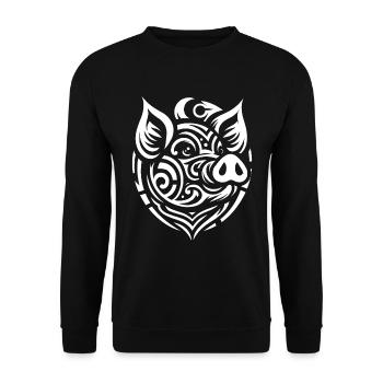 Pig Pig Farmer Tribal Moon Phases - Unisex Sweatshirt - black - Front - Alina (178cm) & Michal (187cm)