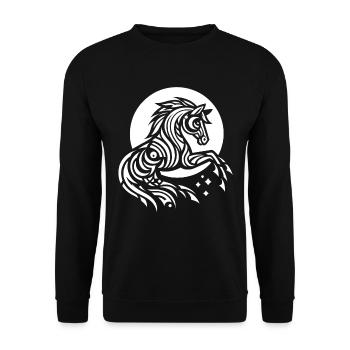 Horse Equestrian Tribal Moon Phases - Unisex Sweatshirt - black - Front - Alina (178cm) & Michal (187cm)