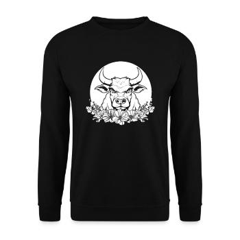 Cow Farmer Livestock Wild Flowers Floral Moon - Unisex Sweatshirt - black - Front - Alina (178cm) & Michal (187cm)