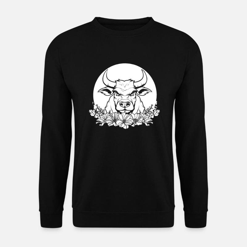 Kuh Landwirt Viehzucht Wilde Blumen Floral Moon - Unisex Pullover - Schwarz