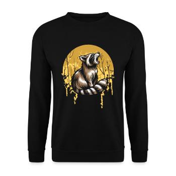 Waschbär Moon Howling - Unisex Pullover - Schwarz - Vorne - Alina (178cm) & Michal (187cm)