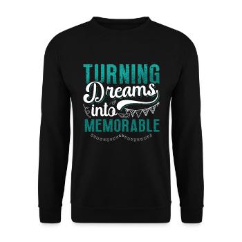 Events Coordinator Turning Dreams Into Planning - Unisex Pullover - Schwarz - Vorne - Alina (178cm) & Michal (187cm)