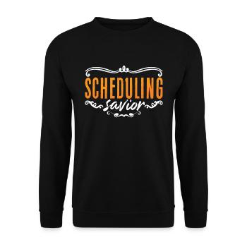 Receptionist Scheduling Savior Secretary Assistant - Unisex Pullover - Schwarz - Vorne - Alina (178cm) & Michal (187cm)