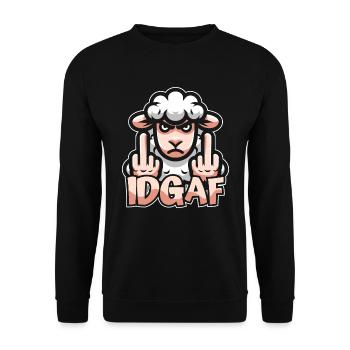 Moutons, je m’en fous d’Idgaf - Sweat-shirt Unisexe - noir - Devant - Alina (178cm) & Michal (187cm)