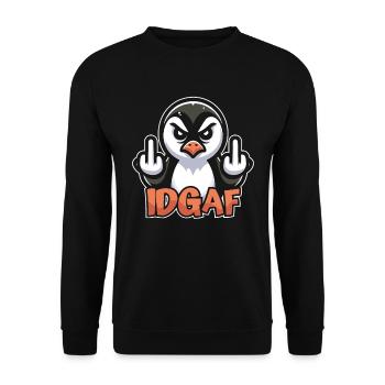 Pinguin Es Ist Mir Scheißegal Idgaf - Unisex Pullover - Schwarz - Vorne - Alina (178cm) & Michal (187cm)
