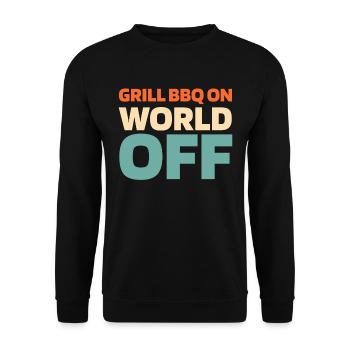 Bbq Grillen Grill Bbq On World Off - Unisex Pullover - Schwarz - Vorne - Alina (178cm) & Michal (187cm)