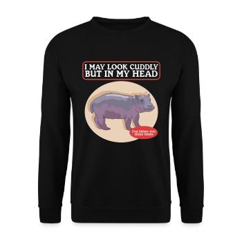 Hippopotame Bébé hippopotame Hippopotames Hippopotames cadeau - Sweat-shirt Unisexe - noir - Devant - Alina (178cm) & Michal (187cm)