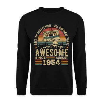 Geboren im August 1954 Geburtstagsgeschenk August 1954 August - Unisex Pullover - Schwarz - Vorne - Alina (178cm) & Michal (187cm)