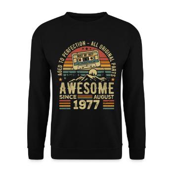 Né en Août 1977 Cadeau Anniversaire Août 1977 Août - Sweat-shirt Unisexe - noir - Devant - Alina (178cm) & Michal (187cm)