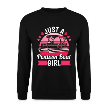 Pontonboot Just A Pontoon Boat Girl - Unisex Pullover - Schwarz - Vorne - Alina (178cm) & Michal (187cm)