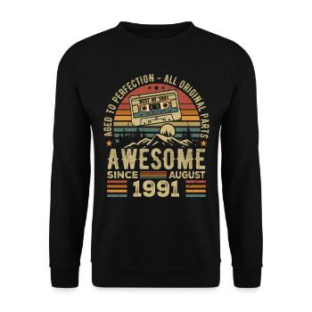 Né en Août 1991 Cadeau Anniversaire Août 1991 Août - Sweat-shirt Unisexe - noir - Devant - Alina (178cm) & Michal (187cm)