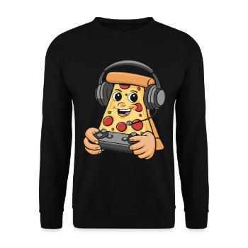 Gamer Gaming Pizza Gaming Controller - Unisex Pullover - Schwarz - Vorne - Alina (178cm) & Michal (187cm)