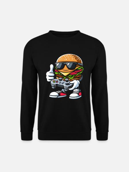 Gamer Gaming Burger Gaming Controller - Unisex Pullover - Schwarz