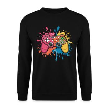 Gamer Gaming Aquarell Gaming Controller - Unisex Pullover - Schwarz - Vorne - Alina (178cm) & Michal (187cm)