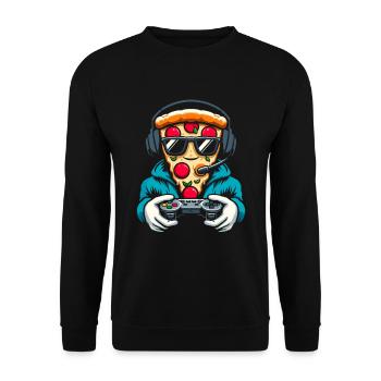 Gamer Gaming Pizza Gaming Controller - Unisex Pullover - Schwarz - Vorne - Alina (178cm) & Michal (187cm)