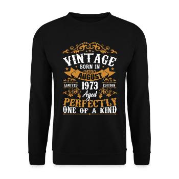 Geburtstag August 1973 - Genial seit August 1973 - Unisex Pullover - Schwarz - Vorne - Alina (178cm) & Michal (187cm)