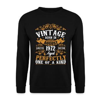Geburtstag August 1972 - Genial seit August 1972 - Unisex Pullover - Schwarz - Vorne - Alina (178cm) & Michal (187cm)
