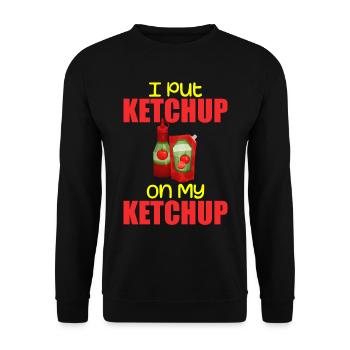 Ich habe Ketchup auf mein Ketchup Tee Kostüm Tomate DIY aufgetragen - Unisex Pullover - Schwarz - Vorne - Alina (178cm) & Michal (187cm)