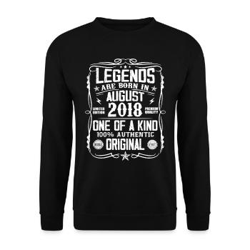 Legendär seit August 2018 - Jahrgang August 2018 - Unisex Pullover - Schwarz - Vorne - Alina (178cm) & Michal (187cm)