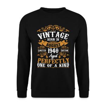 Birthday August 1940 - Awesome since August 1940 - Unisex Sweatshirt - black - Front - Alina (178cm) & Michal (187cm)
