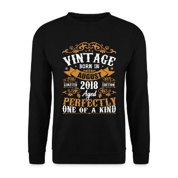 Birthday August 2018 - great since August 2018 - Unisex Sweatshirt - black - Front - Alina (178cm) & Michal (187cm)
