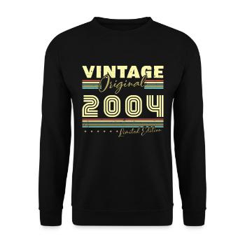 Jahrgang 2004 Retro 2004 Geburtstagsgeschenk - Unisex Pullover - Schwarz - Vorne - Alina (178cm) & Michal (187cm)