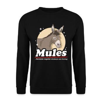 Mule Muli Mule Mule Gift - Unisex Sweatshirt - black - Front - Alina (178cm) & Michal (187cm)
