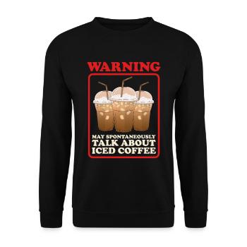 Eiskaffee Kaffeeliebhaber Iced Coffee Geschenk - Unisex Pullover - Schwarz - Vorne - Alina (178cm) & Michal (187cm)