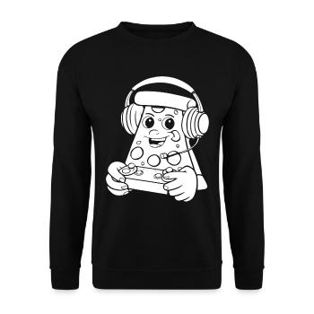 Gamer Gaming Pizza Gaming Controller - Unisex Pullover - Schwarz - Vorne - Alina (178cm) & Michal (187cm)