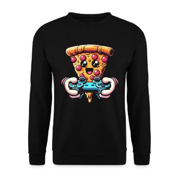 Gamer Gaming Pizza Gaming Controller - Unisex Pullover - Schwarz - Vorne - Alina (178cm) & Michal (187cm)