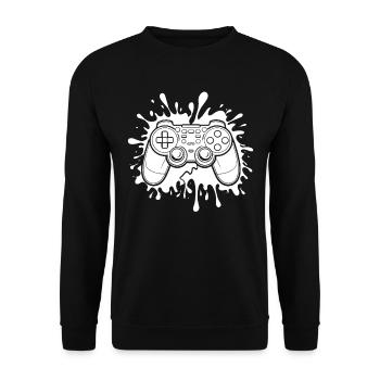 Gamer Gaming Aquarell Gaming Controller - Unisex Pullover - Schwarz - Vorne - Alina (178cm) & Michal (187cm)