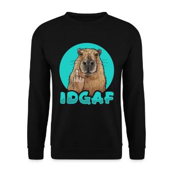Capybara Wasserschwein Idgaf - Unisex Sweatshirt - black - Front - Alina (178cm) & Michal (187cm)