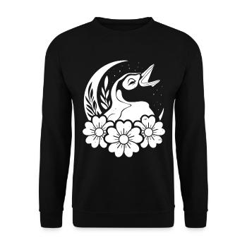 Penguin Wild Flowers Floral Moon - Unisex Sweatshirt - black - Front - Alina (178cm) & Michal (187cm)
