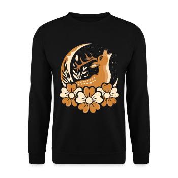 Deer Wild Floral Moon - Unisex Sweatshirt - black - Front - Alina (178cm) & Michal (187cm)